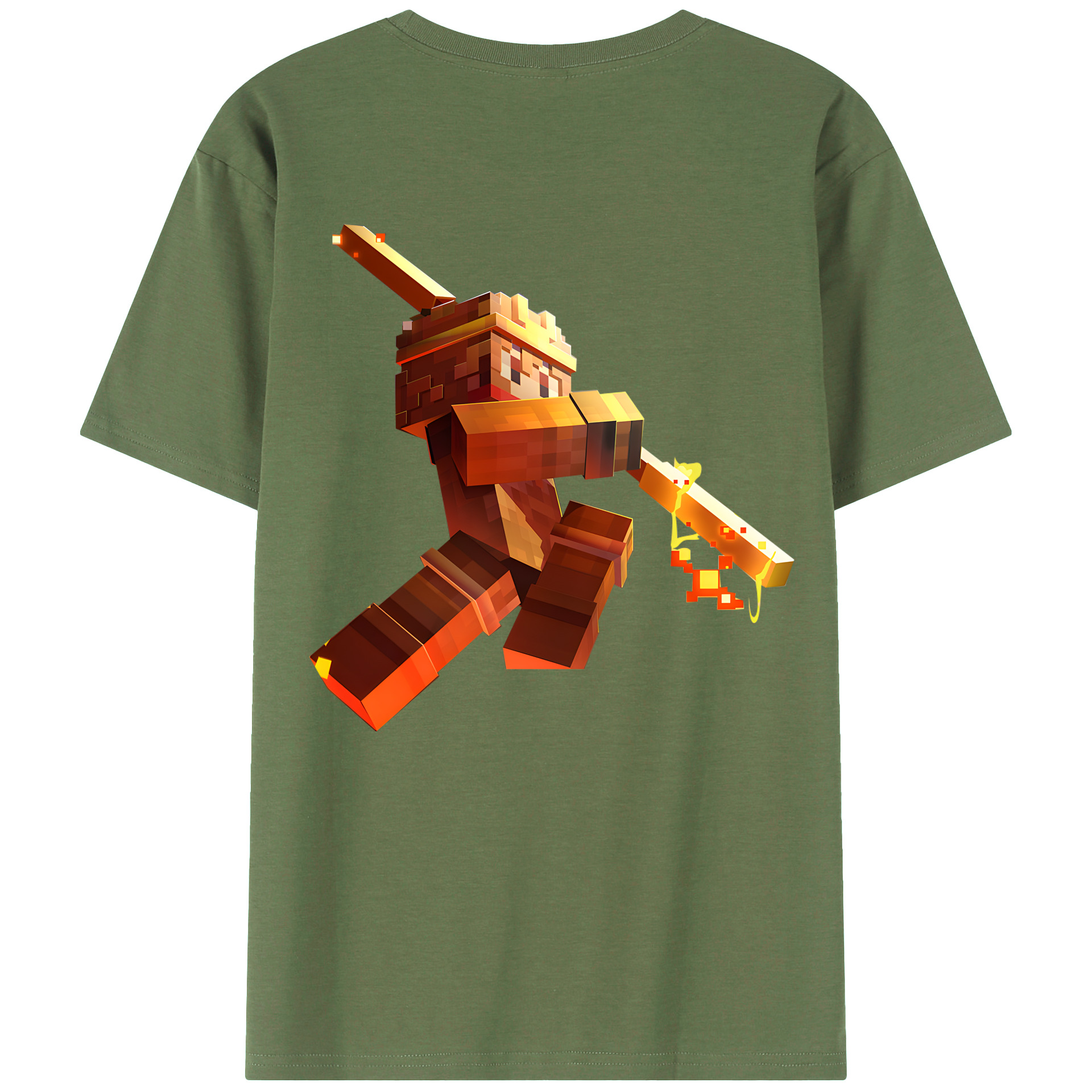 （画像用） マインクラフト ブロックの世界 Minecraft MC Block world 綿100％ メンズ半袖Tシャツ（バックプリント） 通気性